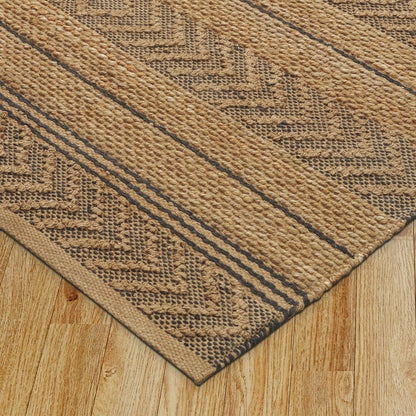 5’ x 8’ Tan and Gray Bohemian Striped Area Rug