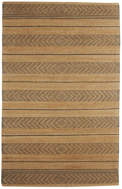 5’ x 8’ Tan and Gray Bohemian Striped Area Rug