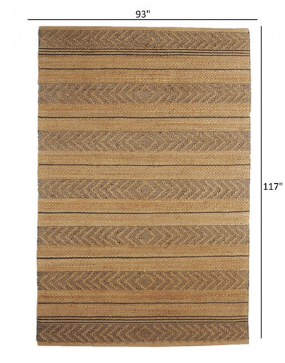 5’ x 8’ Tan and Gray Bohemian Striped Area Rug