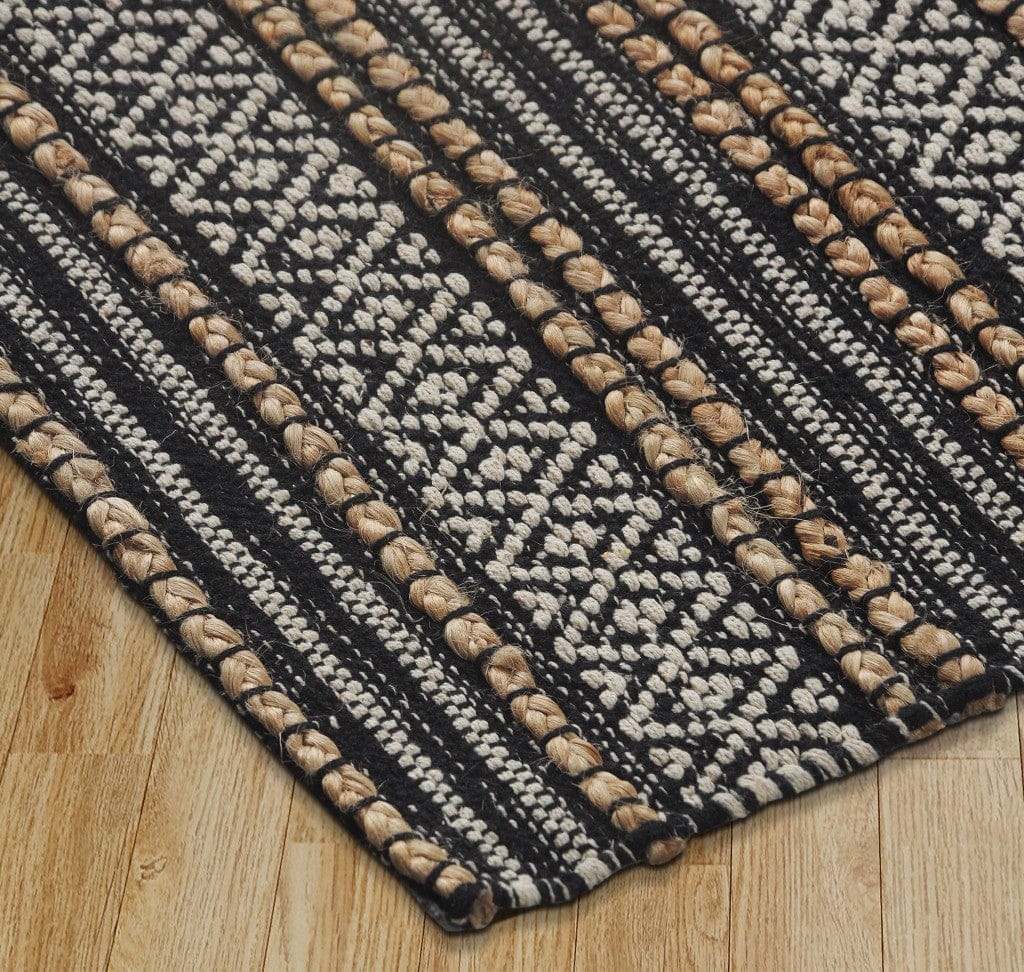 5’ x 8’ Black and Tan Decorative Striped Area Rug