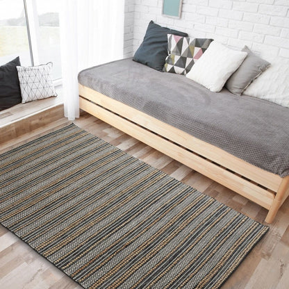 5’ x 8’ Black and Tan Decorative Striped Area Rug