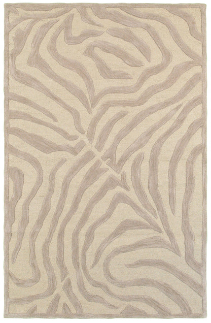 3’ Round Taupe Zebra Pattern Area Rug