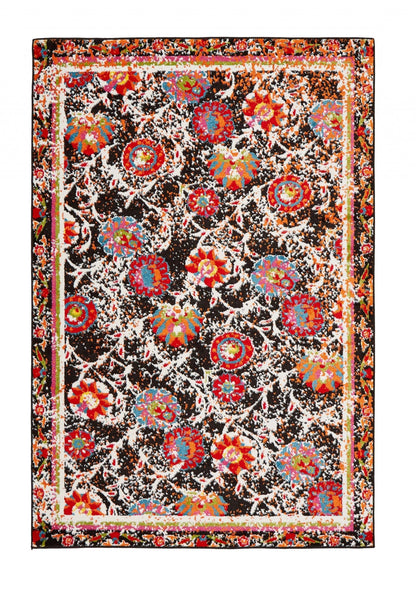 5’ x 7’ Black Radiant Floral Imagination Area Rug