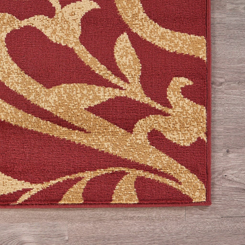 8’ x 9’ Red Filigree Vines Area Rug