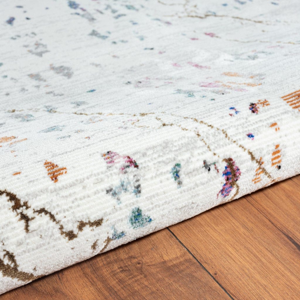 5’ x 8’ White Abstract Marble Area Rug