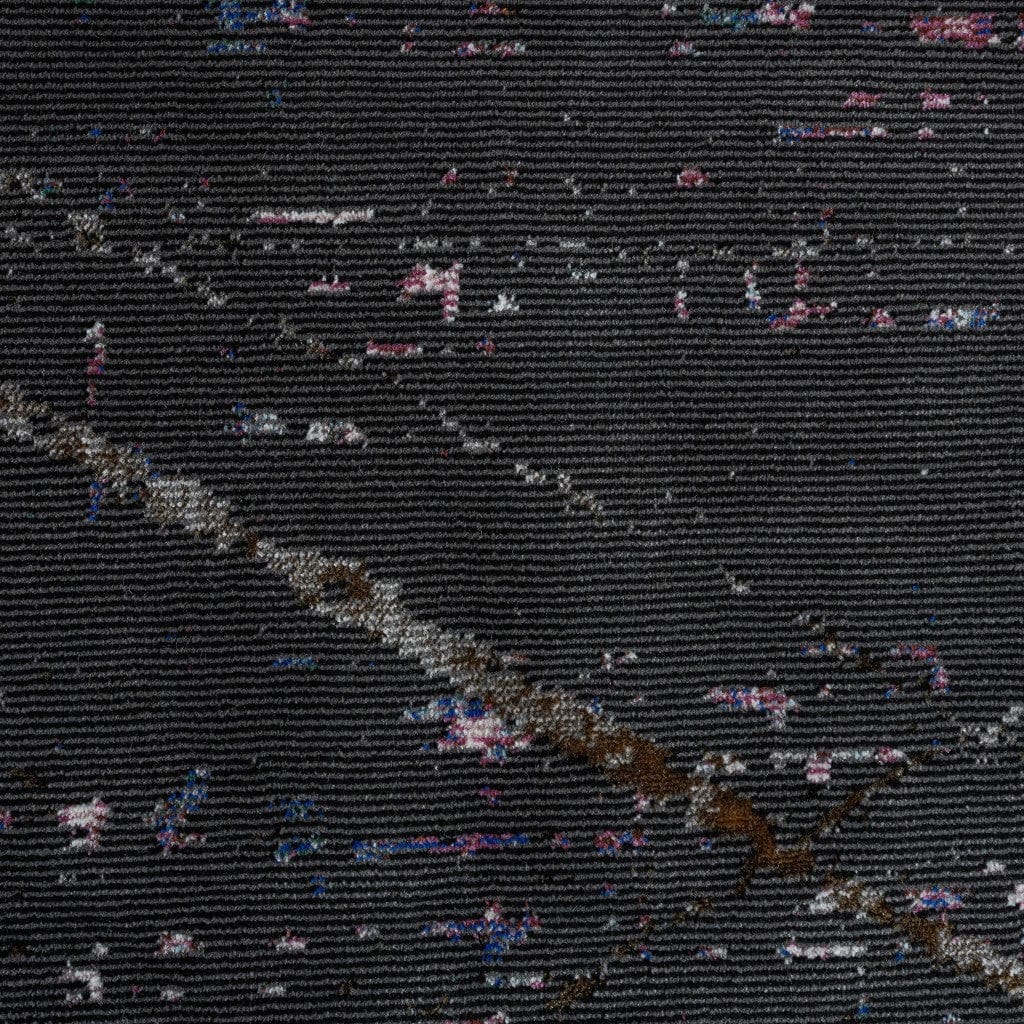 5’ x 8’ Distressed Black Abstract Area Rug