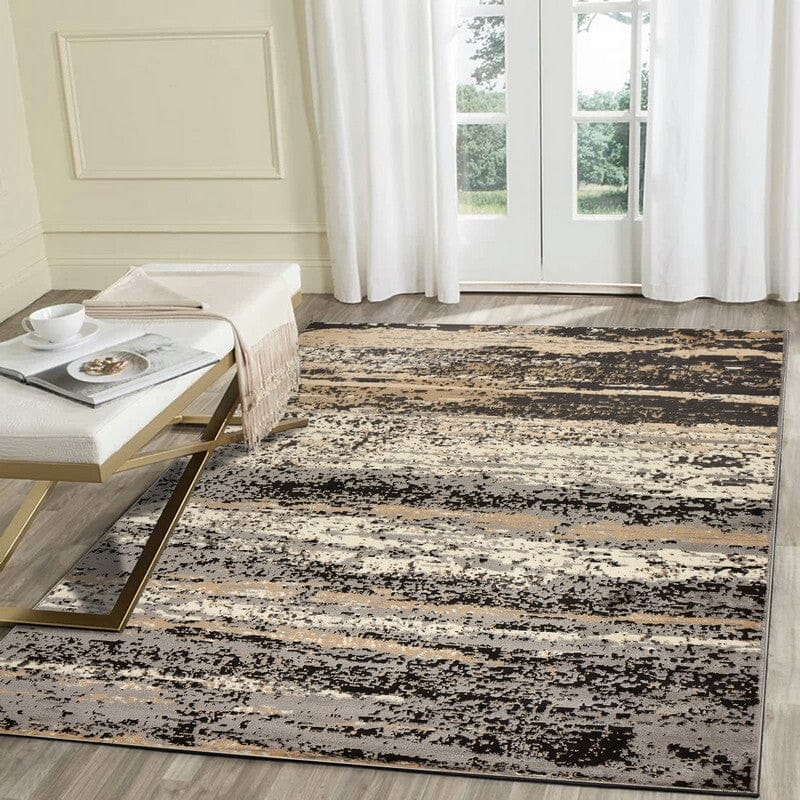 8’ x 10’ Beige and Black Abstract Desert Area Rug