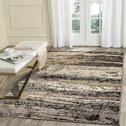 8’ x 10’ Beige and Black Abstract Desert Area Rug