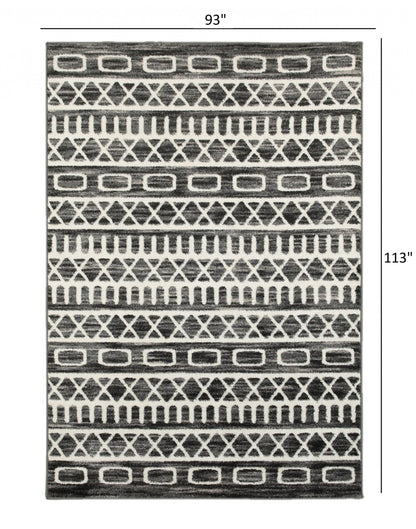 8’ x 10’ Black and White Geometric Area Rug
