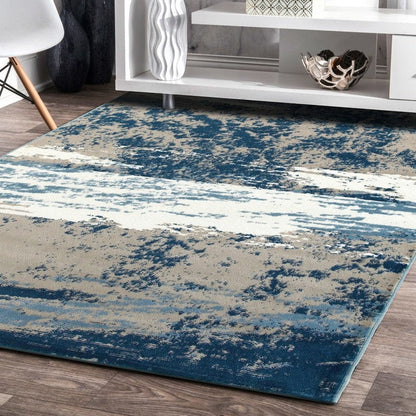 5’ x 7’ Beige and Blue Scenic Area Rug