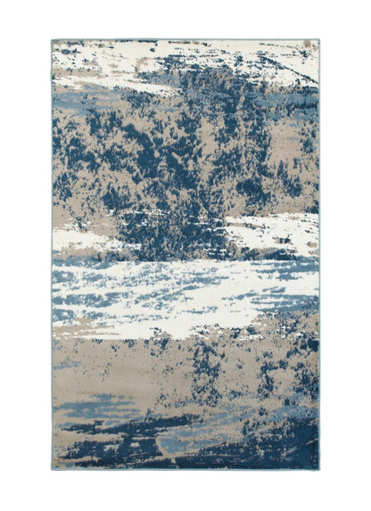 5’ x 7’ Beige and Blue Scenic Area Rug
