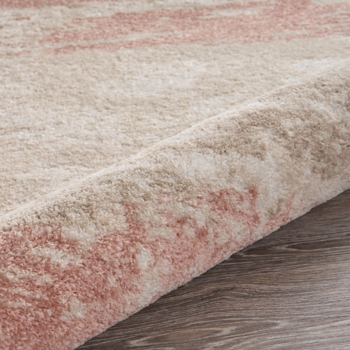 5’ x 7’ Blush and Beige Abstract Strokes Area Rug