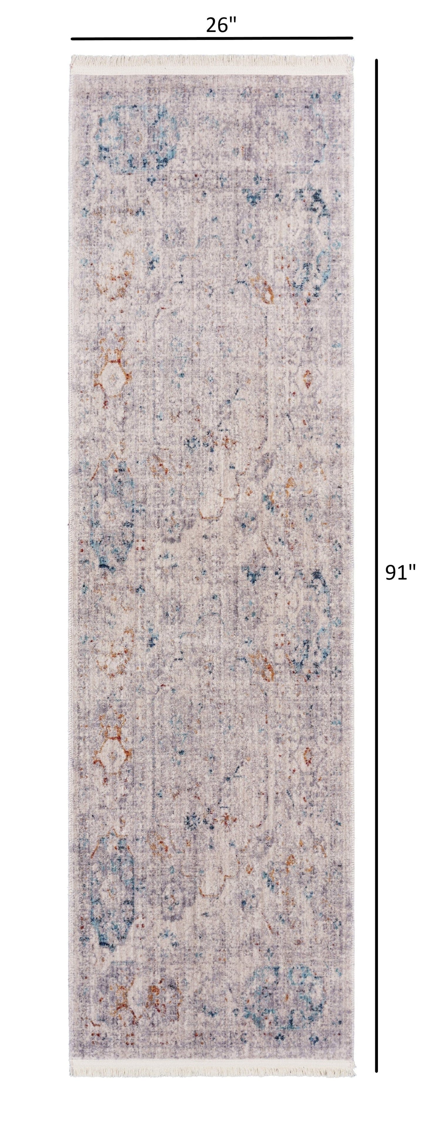 2’ x 8’ Gray Distressed Decorative Runner Rug