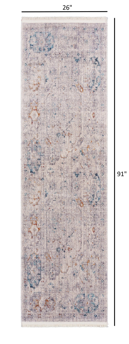 2’ x 8’ Gray Distressed Decorative Runner Rug