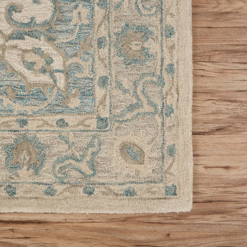 8’ x 10’ Turquoise and Cream Medallion Area Rug