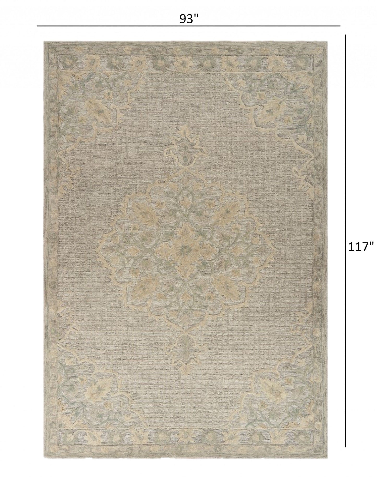 5’ x 8’ Beige Distressed Floral Area Rug
