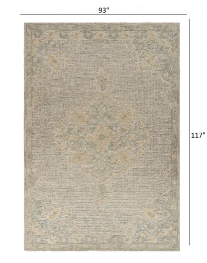 5’ x 8’ Beige Distressed Floral Area Rug