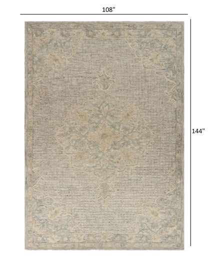 5’ x 8’ Beige Distressed Floral Area Rug