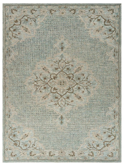5’ x 8’ Blue and Beige Flor Medallion Area Rug