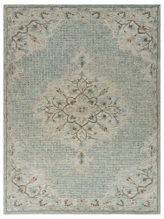 5’ x 8’ Blue and Beige Flor Medallion Area Rug