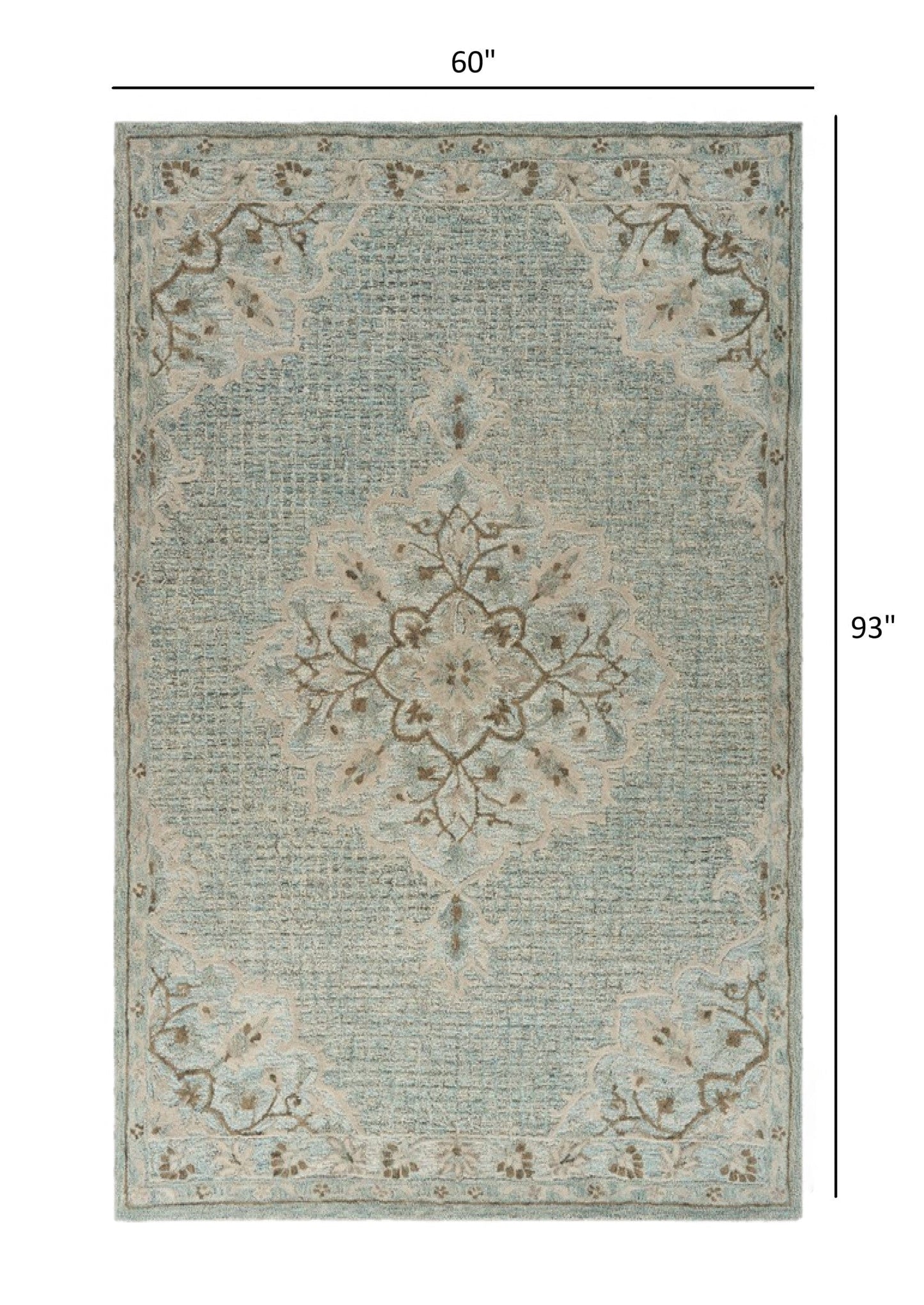 5’ x 8’ Blue and Beige Flor Medallion Area Rug
