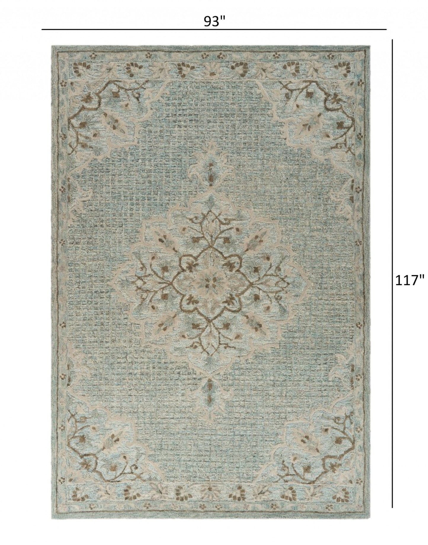5’ x 8’ Blue and Beige Flor Medallion Area Rug