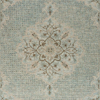 5’ x 8’ Blue and Beige Flor Medallion Area Rug