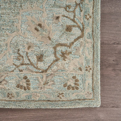 5’ x 8’ Blue and Beige Flor Medallion Area Rug