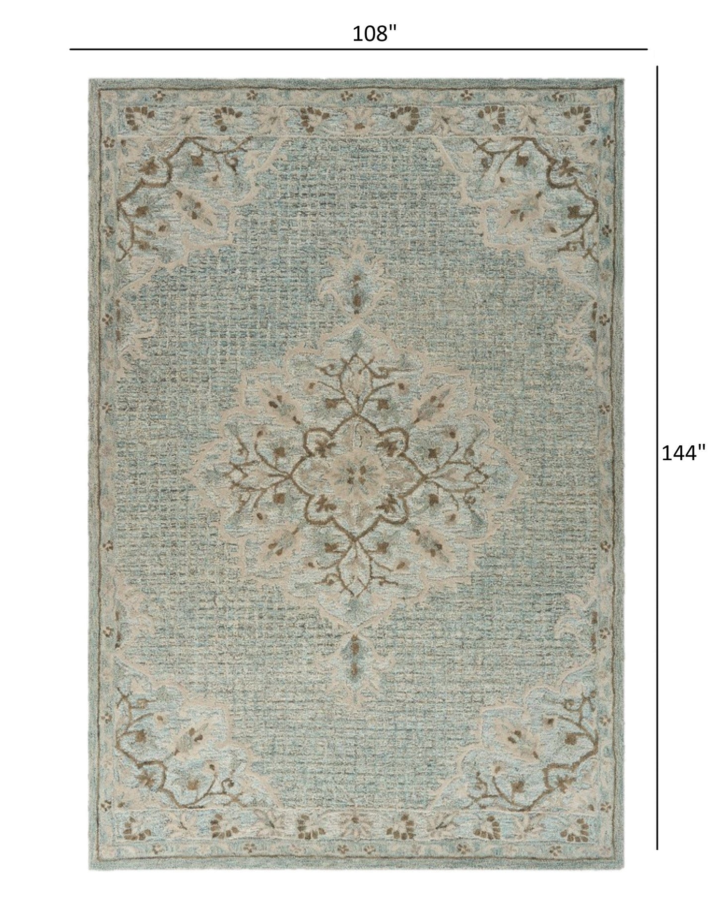 5’ x 8’ Blue and Beige Flor Medallion Area Rug