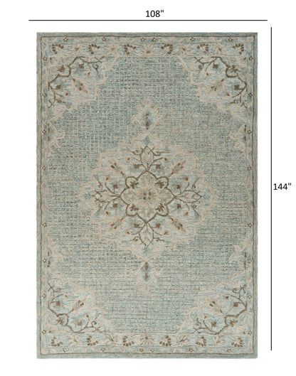 5’ x 8’ Blue and Beige Flor Medallion Area Rug