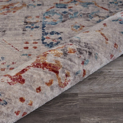 5’ x 8’ Ivory Distressed Floral Area Rug