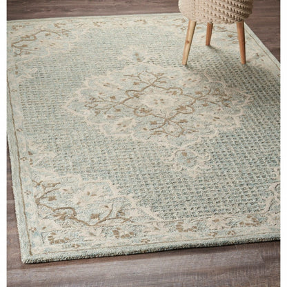 5’ x 8’ Ivory Distressed Floral Area Rug
