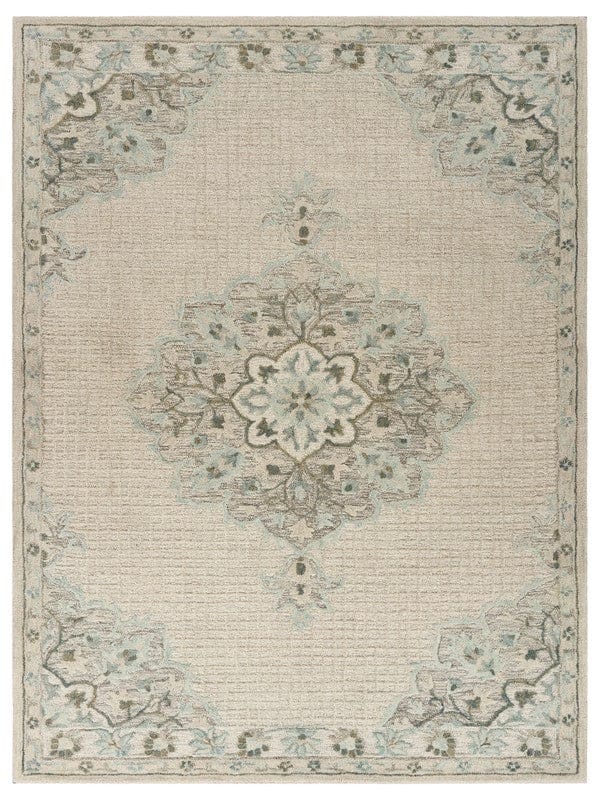 5’ x 8’ Ivory Distressed Floral Area Rug