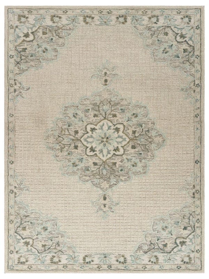5’ x 8’ Ivory Distressed Floral Area Rug