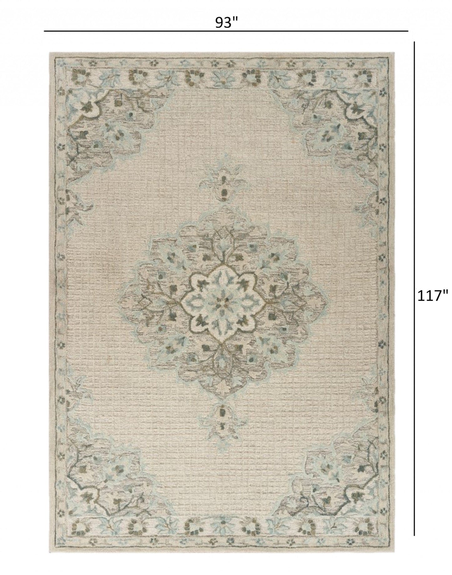 5’ x 8’ Ivory Distressed Floral Area Rug