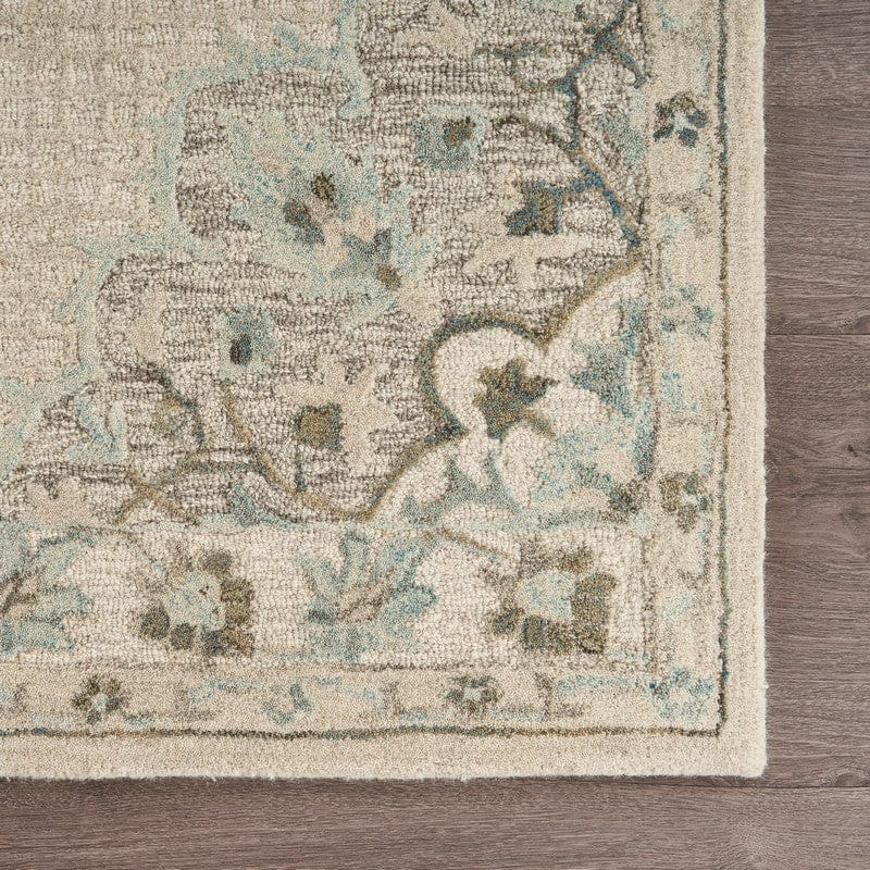 5’ x 8’ Ivory Distressed Floral Area Rug
