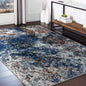 5’ x 8’ Blue and White Abstract Ocean Area Rug