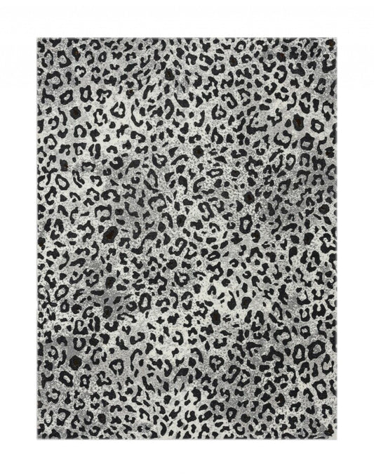 5’ x 8’ Black and Gray Cheetah Print Area Rug