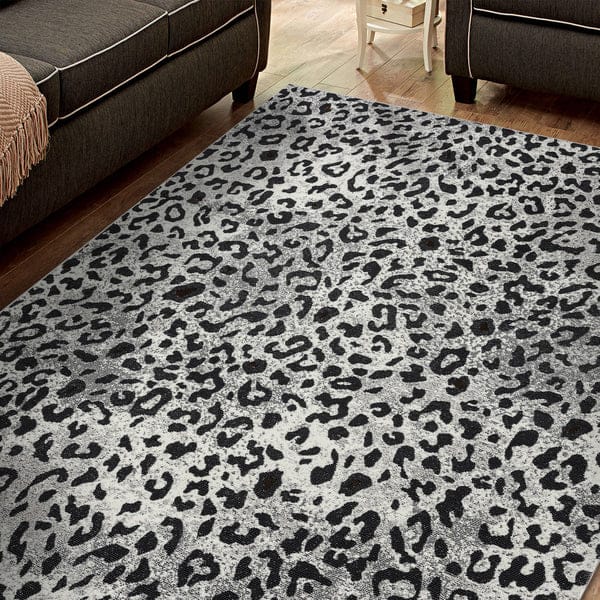 5’ x 8’ Black and Gray Cheetah Print Area Rug