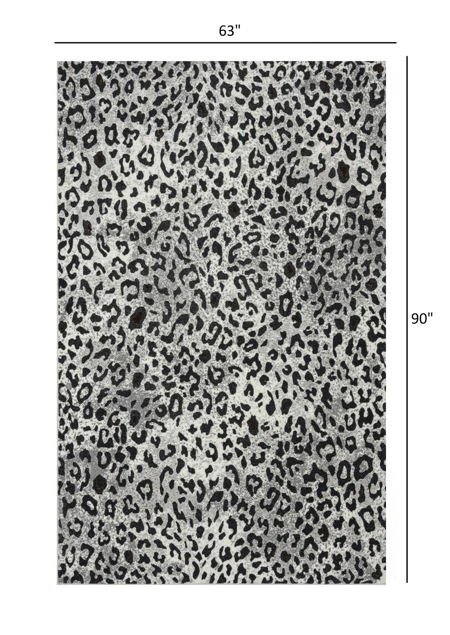 5’ x 8’ Black and Gray Cheetah Print Area Rug