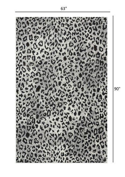 5’ x 8’ Black and Gray Cheetah Print Area Rug