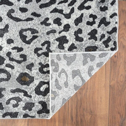 5’ x 8’ Black and Gray Cheetah Print Area Rug