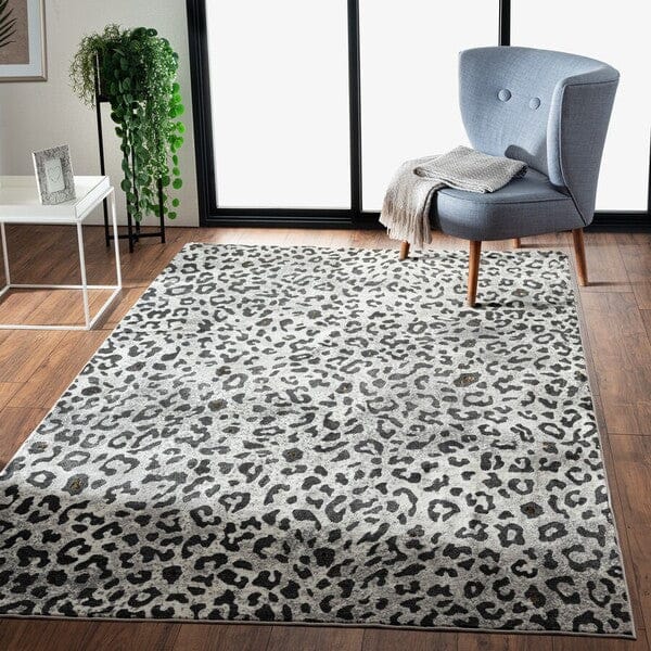 5’ x 8’ Black and Gray Cheetah Print Area Rug