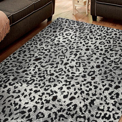 5’ x 8’ Black and Gray Cheetah Print Area Rug