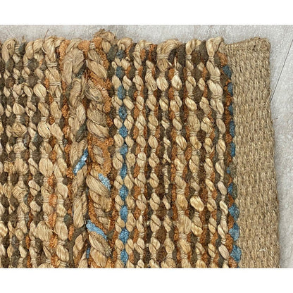 5’ x 7’ Seafoam and Tan Braided Stripe Area Rug