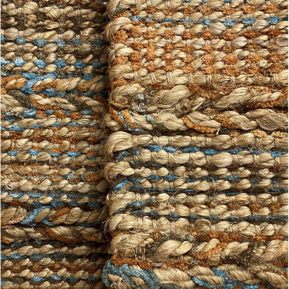 5’ x 7’ Seafoam and Tan Braided Stripe Area Rug