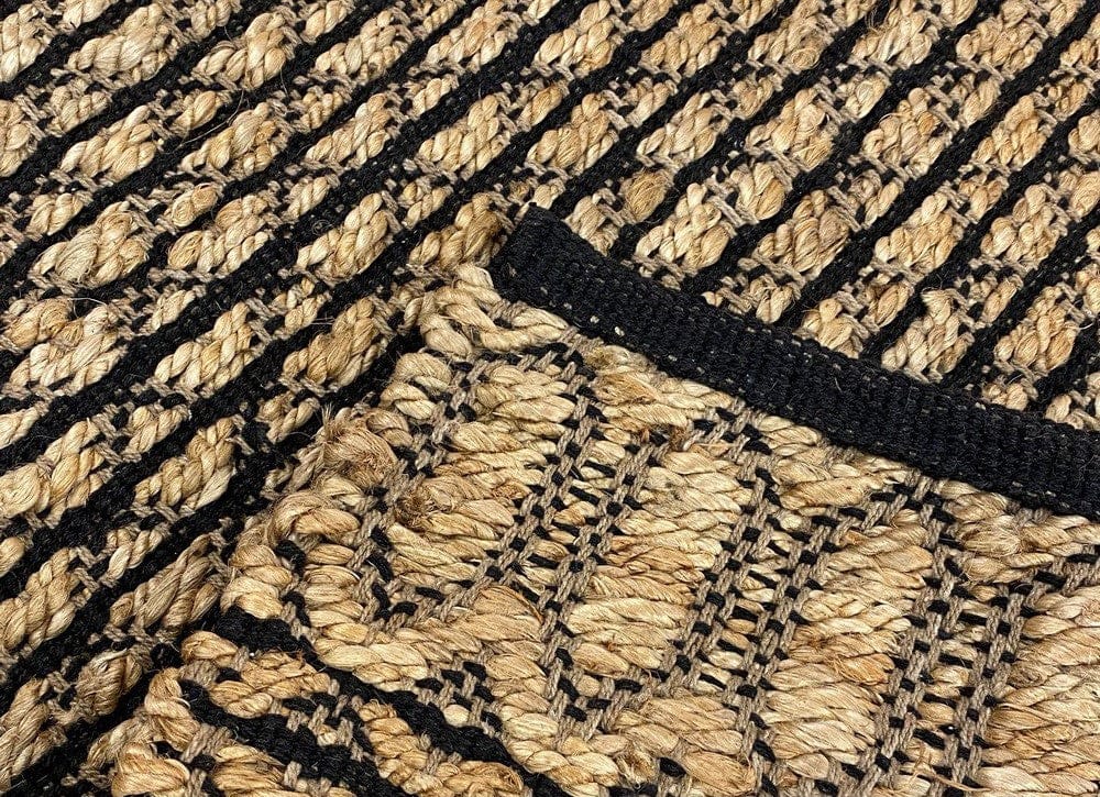 5’ x 7’ Tan and Black Ornate Geometric Area Rug