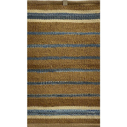 5’ x 7’ Tan and Blue Striped Area Rug