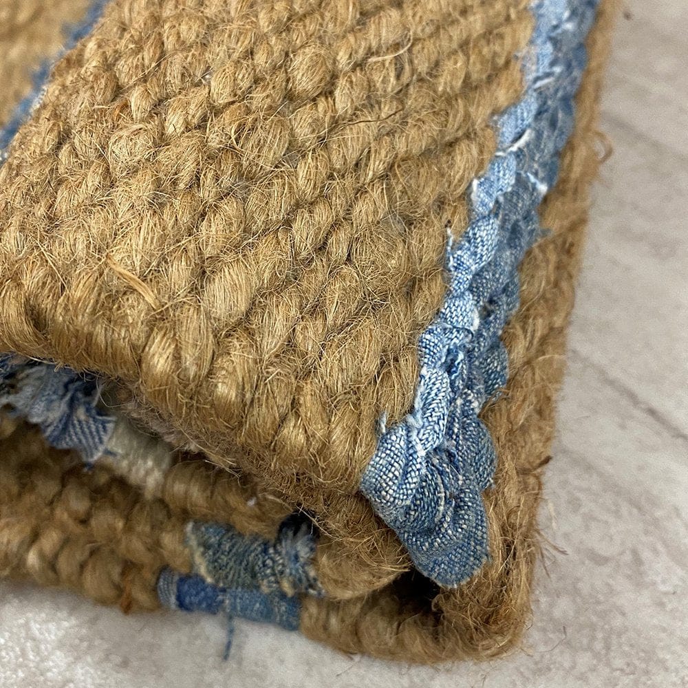 5’ x 7’ Tan and Blue Striped Area Rug