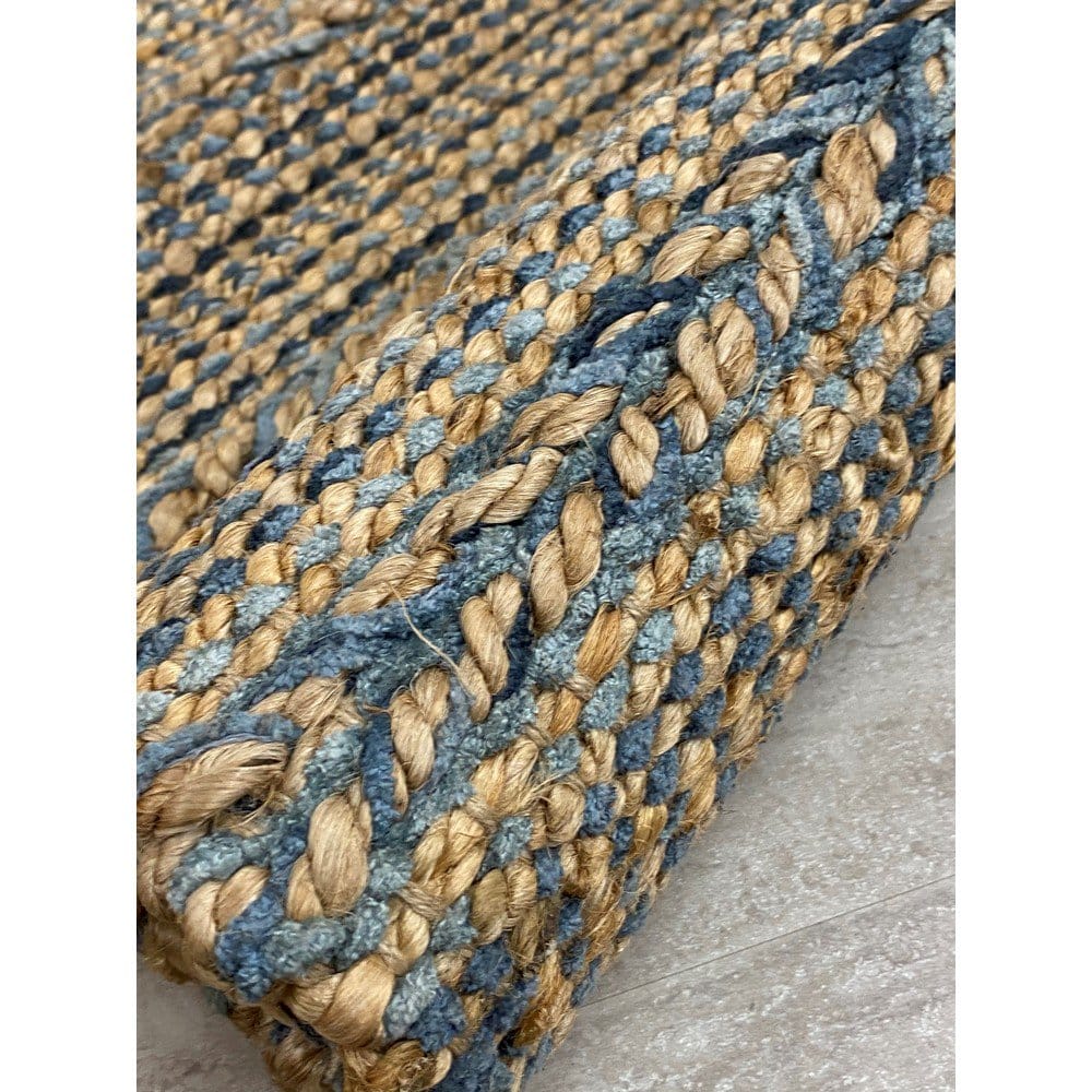 5’ x 7’ Blue and Tan Braided Stripe Area Rug